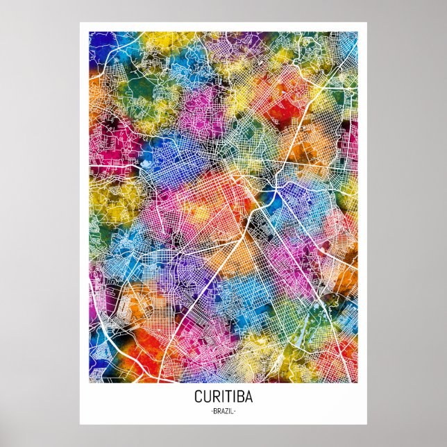 Curitiba Brasilias stad Karta Poster (Framsidan)