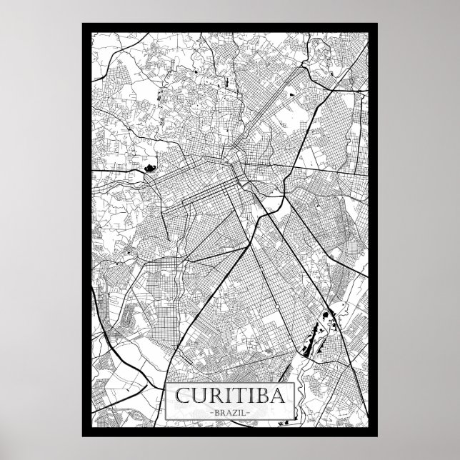 Curitiba Brasilien Karta Poster (Framsidan)