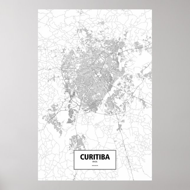 Curitiba, Brasilien (svart på vitt) Poster (Framsidan)