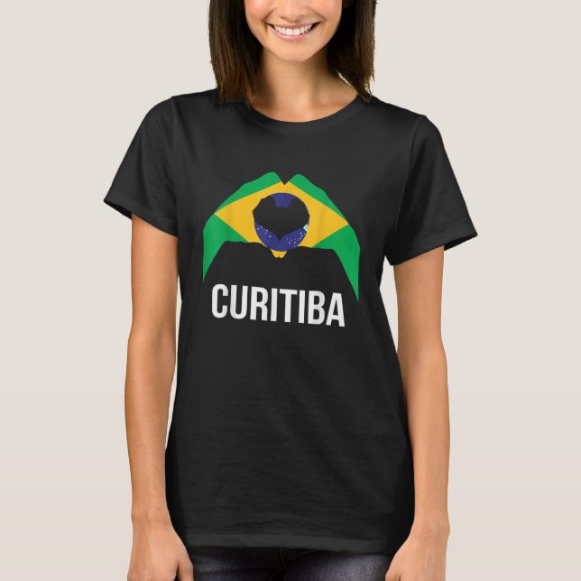 Curitiba Brazilian City Kärlek Brasilien Flagga T Shirt (Framsida)