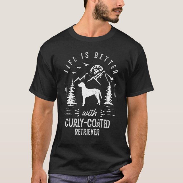 CurJackat Retriever Life Better Mamma Hund T Shirt (Framsida)