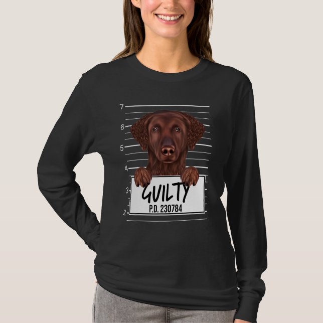 CurJackat Retriever Mugshot Guilty Hund T Shirt (Framsida)