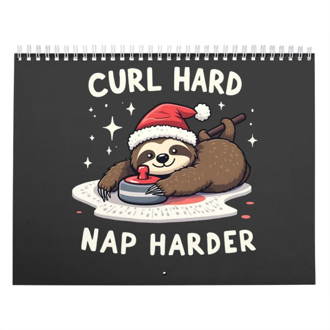 Curl Hard Nap Harder Curling Sport Sloth Julafton Kalender (Omslag)