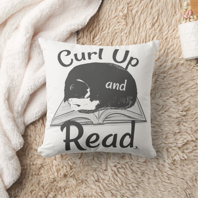 Curl Up Read Cat Cool Reading Love Art Kudde (Filt)