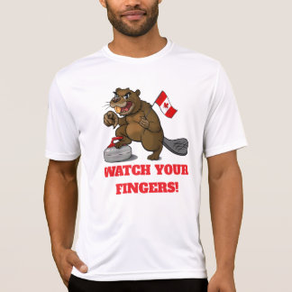 Curlande bäver med flagga - se till era fingrar! t shirt