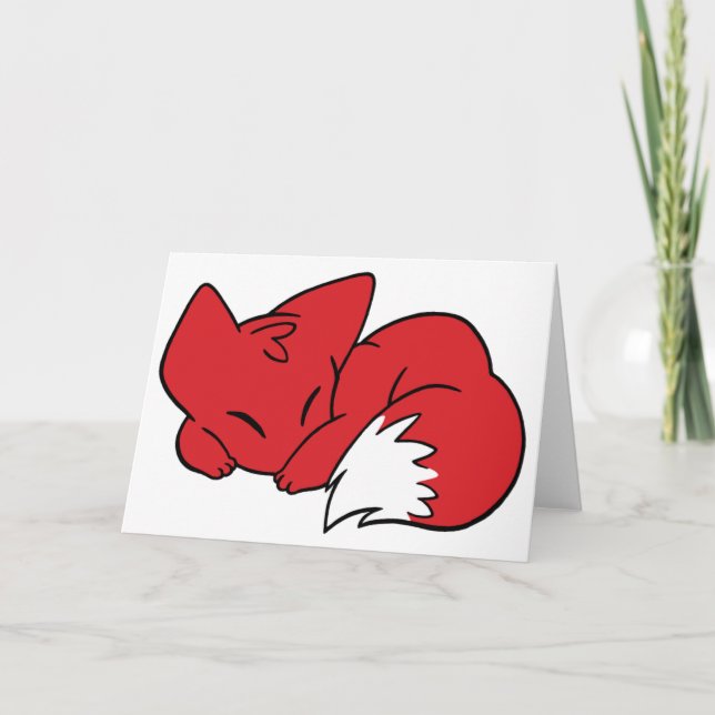 Curled Sleeping Fox Kort (Framsida)