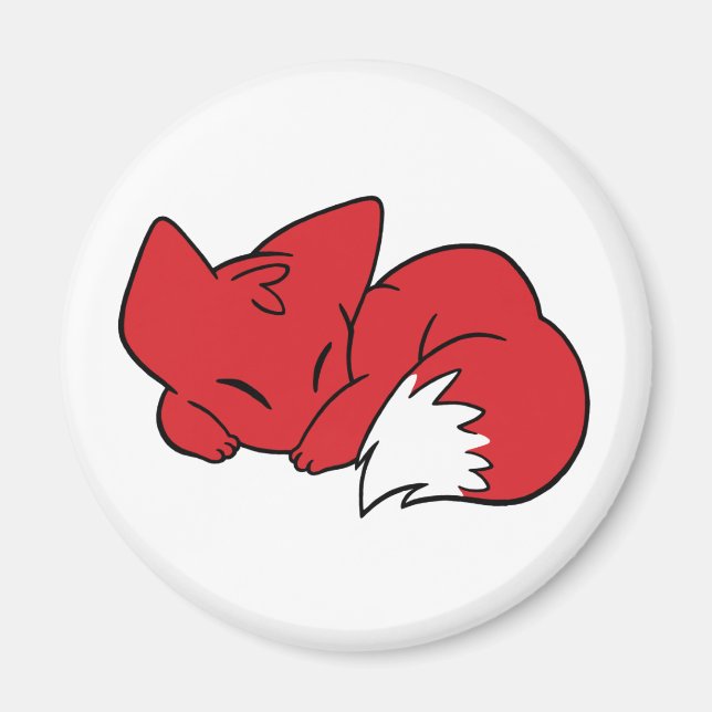 Curled Sleeping Fox Magnet (Framsidan)