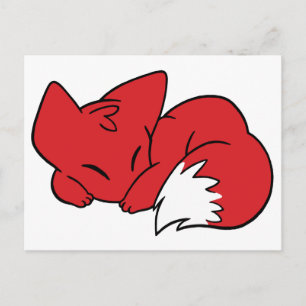 Curled Sleeping Fox Vykort
