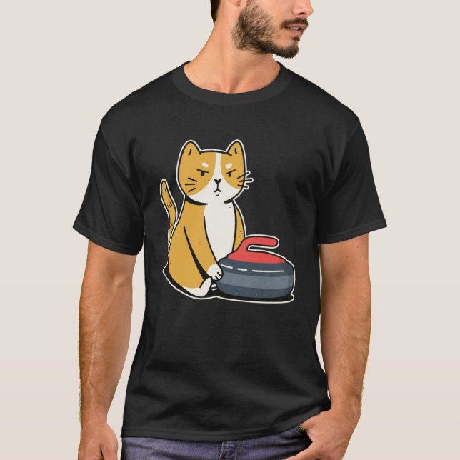 Curler Cat I Cat Curling I Curling Player T Shirt (Framsida)