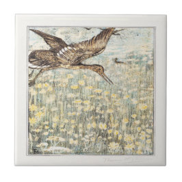 Curlew Bird Dutch Victorian Art Kakelplatta