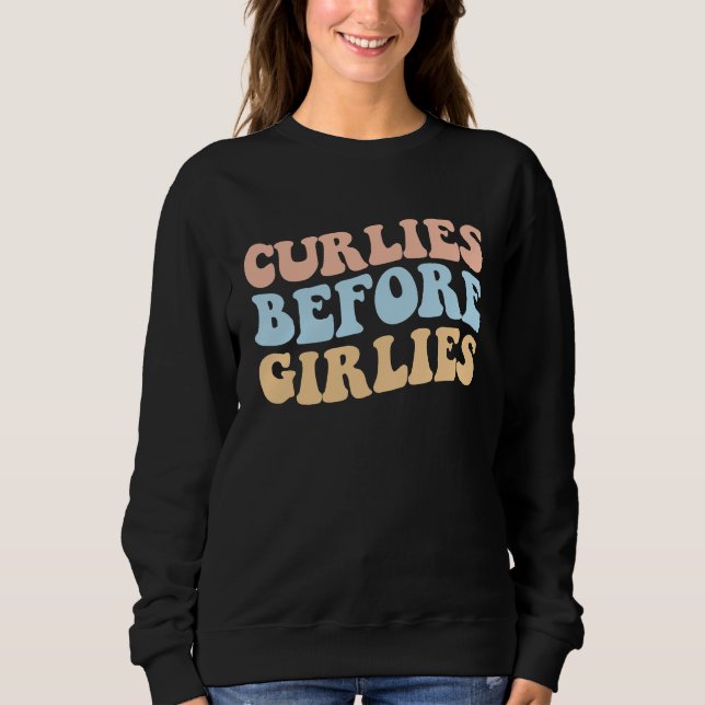 Curlies before Girlies Cool Valentines Day Fries Q T Shirt (Framsida)