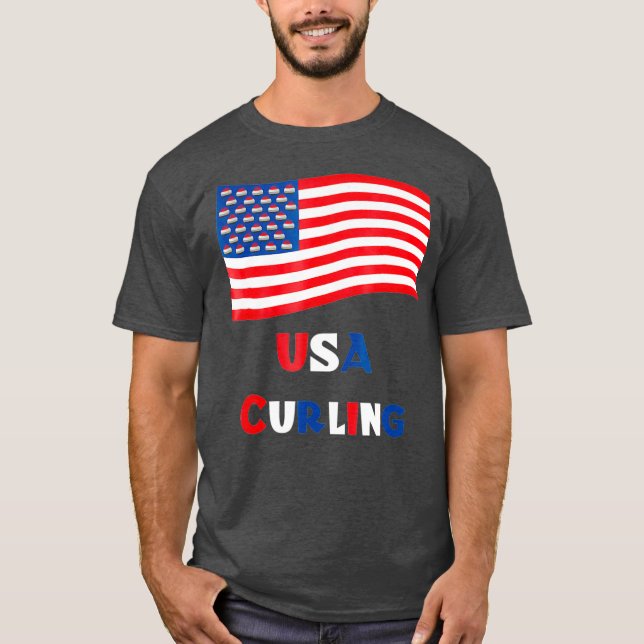 Curling American Curler Tshirt USA Curling Tee (Framsida)