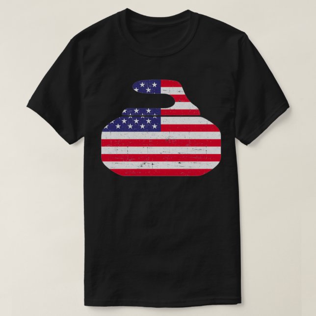 Curling American flagga curling 3 T Shirt (Design framsida)