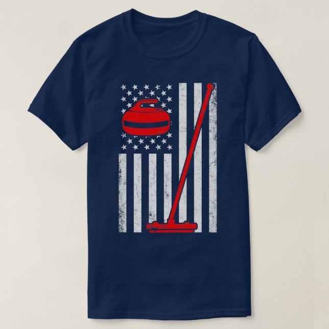Curling American flagga curling T Shirt (Design framsida)