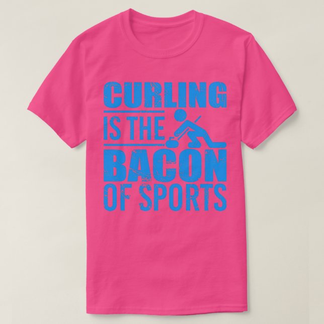Curling är bacon of Sports Disted Blue T Shirt (Design framsida)