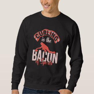 Curling är bacon of Sports Funny Curling Playe Lång Ärmad Tröja