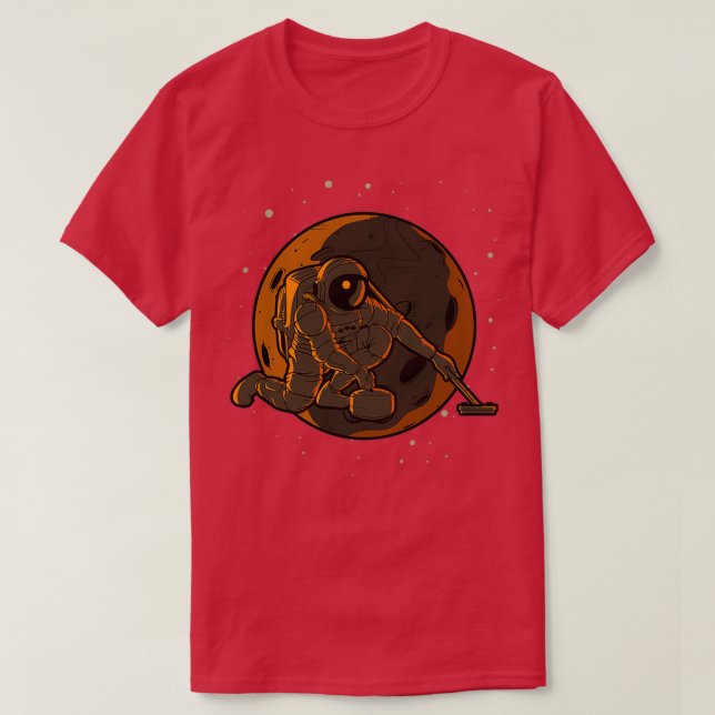Curling Astronaut Rymden Spaceman T Shirt (Design framsida)