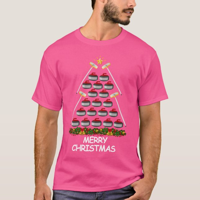 Curling Christmasree God jul vintage T Shirt (Framsida)