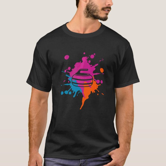 Curling Colorful Stänk T Shirt (Framsida)