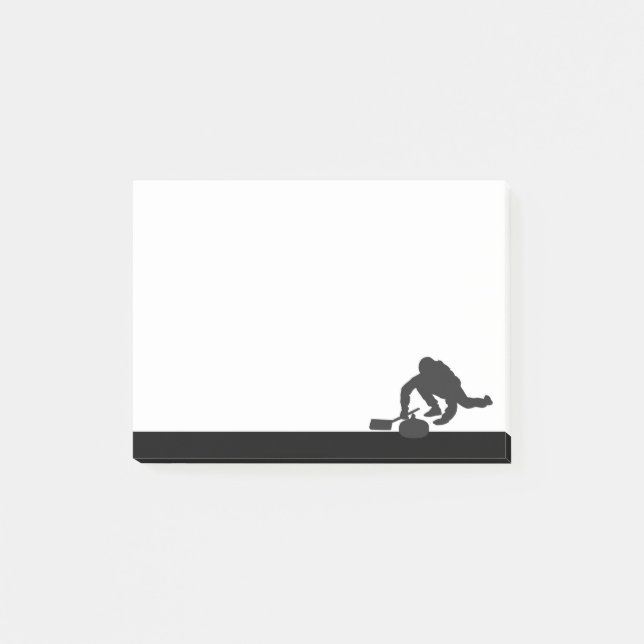 Curling Curler Athlete Sport Silhouette Post-it Block (Framsida)