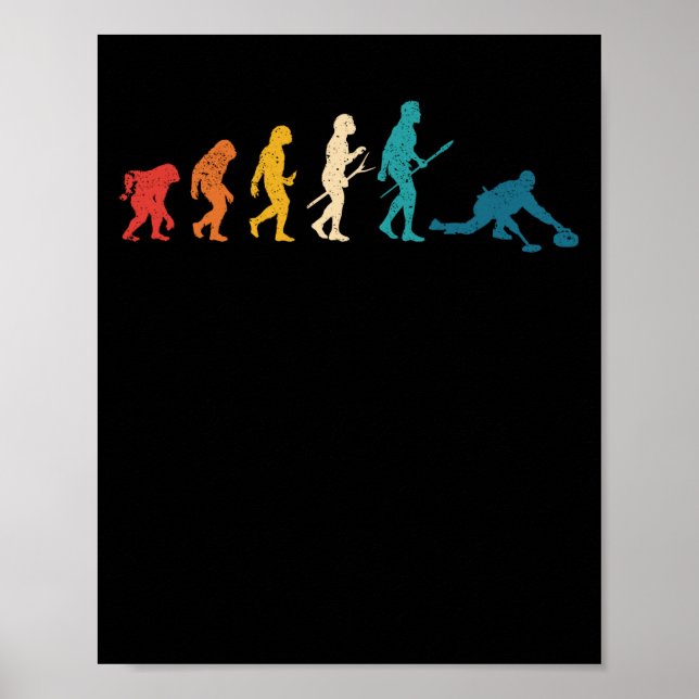 Curling Evolution of Man Funny Curler Team Poster (Framsidan)