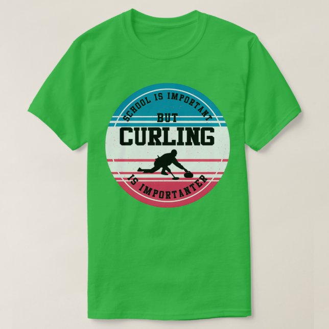 Curling Gift Funny Curler Ice Sports School Studen T Shirt (Design framsida)