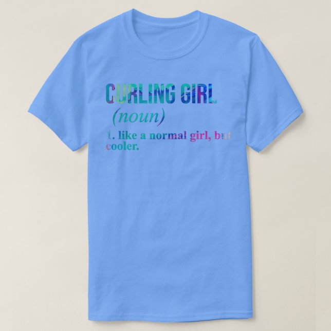 Curling Girl Funny Definition i vattenfärg T Shirt (Design framsida)