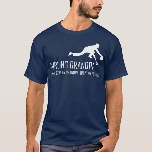 Curling Grandpa Funny Curler Sled Gift T Shirt (Framsida)