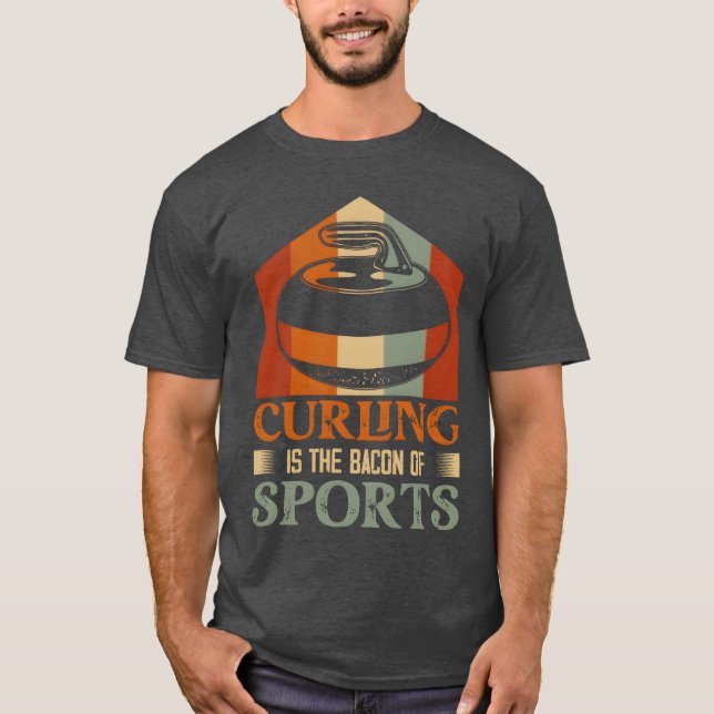 Curling Ishe Bacon Of Sports Ice Sport Broom Cur b T Shirt (Framsida)