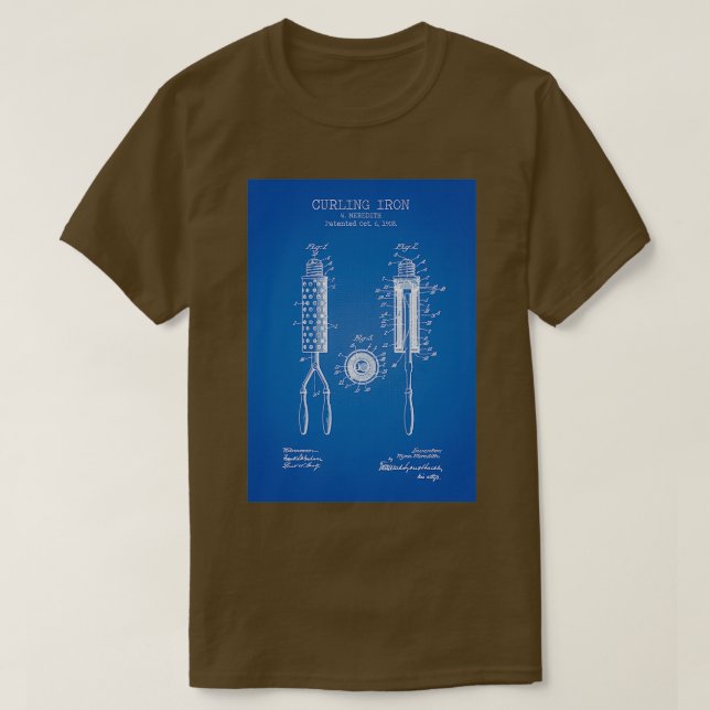Curling järn Blue Patent T Shirt (Design framsida)