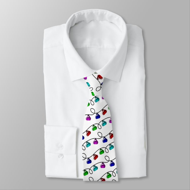 Curling jul Ljus Neck Tie - White Slips (Bunden)