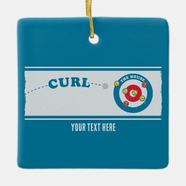 Curling lakan Curling-stenar Julgransprydnad Keramik (Framsida)