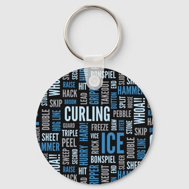 Curling Lingo Keychain - Blue and Black Nyckelring (Framsida)