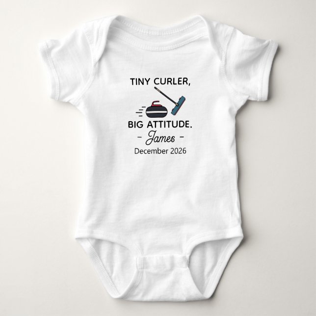 Curling Liten Curlare Stor Attityd - Curlingspelar T Shirt (Framsida)