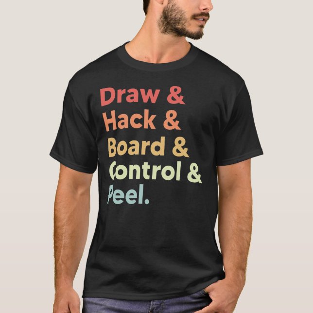 Curling meme draw hack board control peel retro t shirt (Framsida)
