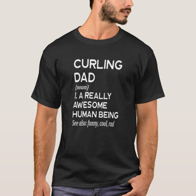 Curling Pappa Definition - Curl Vintersporter T Shirt (Framsida)