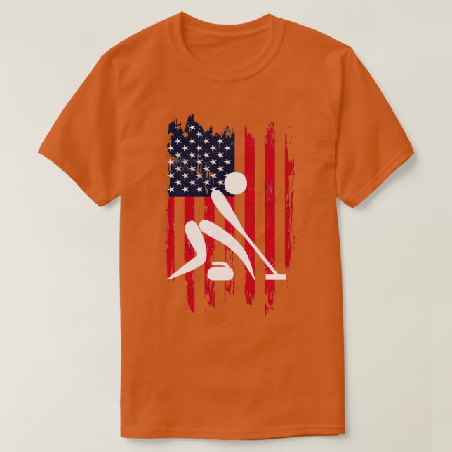 Curling Patriotic Sports Us Flagga T Shirt (Design framsida)