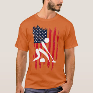 Curling Patriotic Sports Us Flagga T Shirt