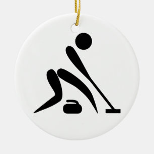 Curling Pictogram Julgransprydnad Keramik