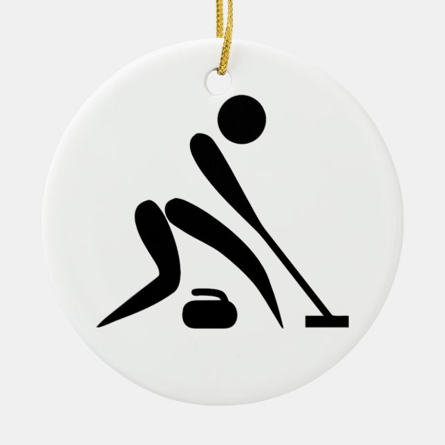 Curling Pictogram Julgransprydnad Keramik (Framsidan)