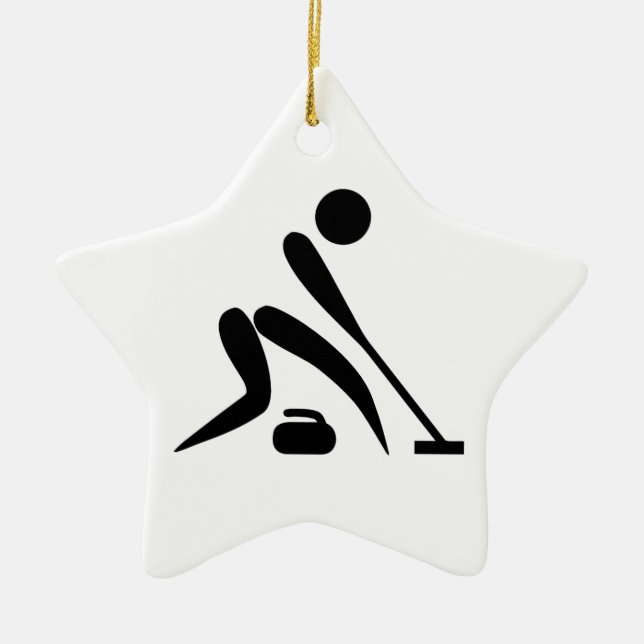 Curling Pictogram Julgransprydnad Keramik (Framsidan)