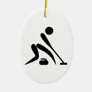 Curling Pictogram Julgransprydnad Keramik