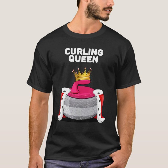 Curling Queen Girls Curling Team Player Womens Cur T Shirt (Framsida)