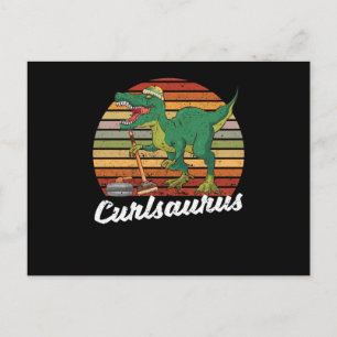 Curling Saurus Dinosaur Curler Trex Vinter Vykort