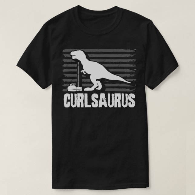 Curling Saurus Dinosaur Curling Stone Winter Sport T Shirt (Design framsida)