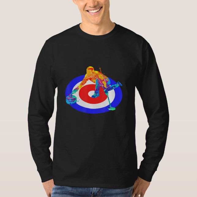 Curling Shirt American Flagga Curling Player T (Framsida)