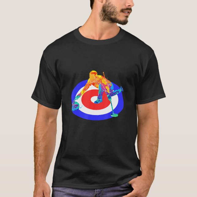 Curling Shirt American Flagga Curling Player T (Framsida)