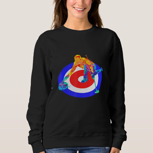 Curling Shirt American Flagga Curling Player T Shirt (Framsida)