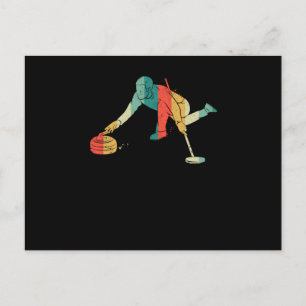 Curling Silhuett Curlare Glidande Is Roligt Vykort