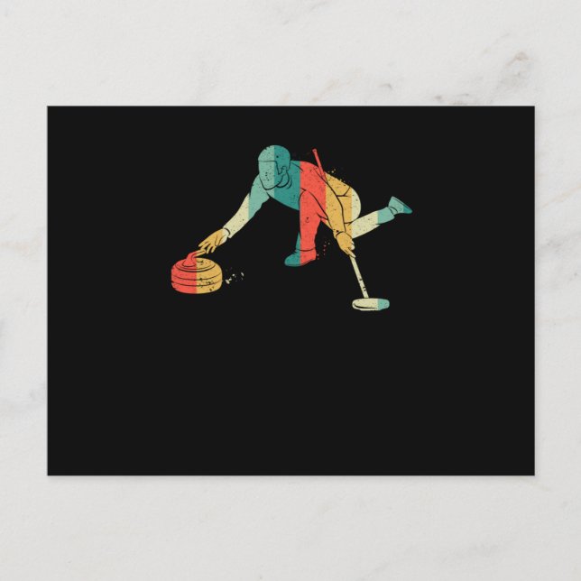 Curling Silhuett Curlare Glidande Is Roligt Vykort (Framsida)